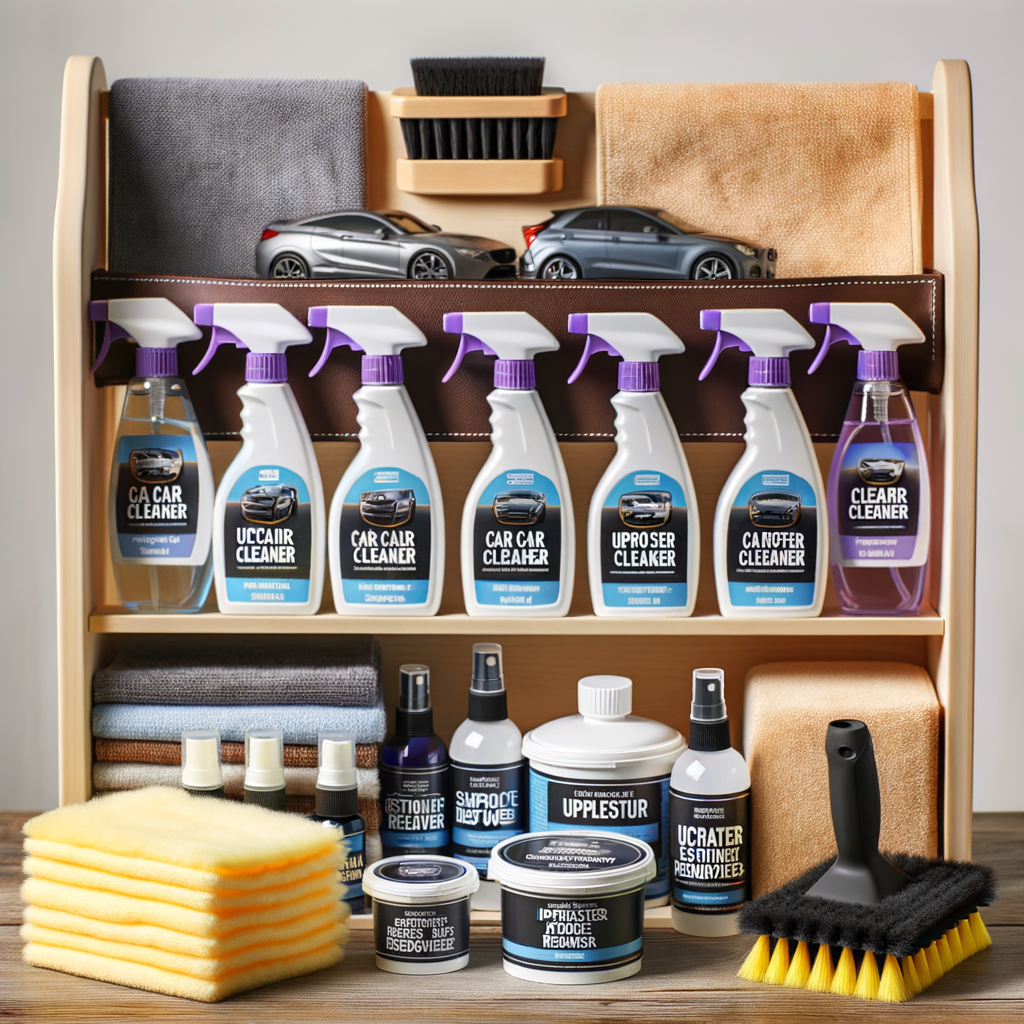 Produtos para lavagem de estofados de veículos.