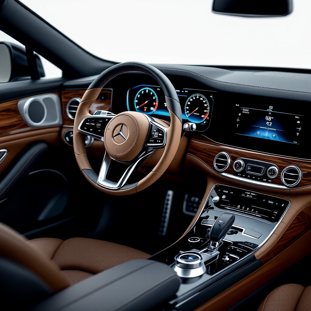 Interior brilhante de um carro após limpar painel de carro